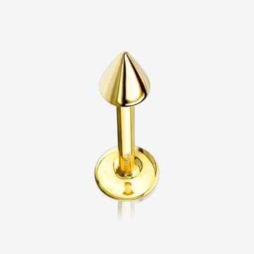 14 Karat Gold Spike Top Flat Back Stud Labret